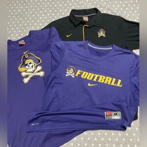 Nike ECU Pirates Shirt Men’s Large Purple East Carolina Merch Lot Of 3 Shirts